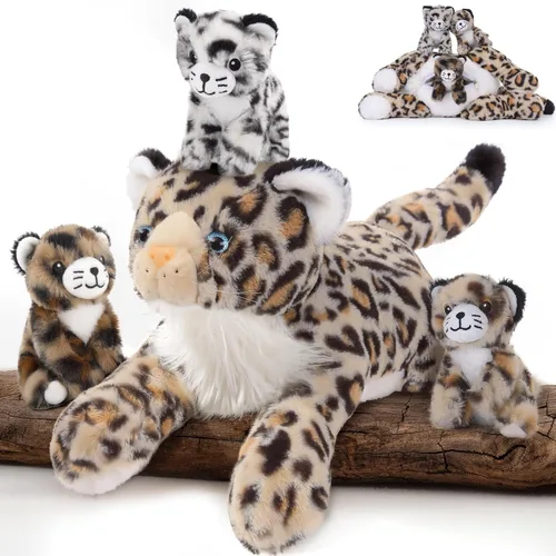 Miniatura 21 de MorisMos - Animales de peluche de lagarto, mamá camaleón gigante de 27 pulgadas con 4 lagartos bebés, juguetes para niños y niñas, mamá iguana