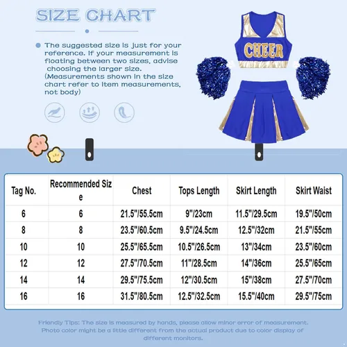 Miniatura 7 de FEESHOW Disfraz de líder de animadora para niñas, uniforme de animadora, camiseta sin mangas con falda plisada