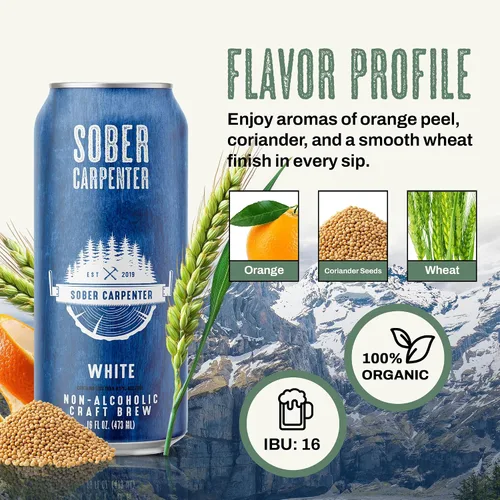 Miniatura 5 de SOBER CARPENTER - Cerveza sin alcohol de trigo blanco estilo belga, cerveza artesanal para todas las ocasiones, licores sin alcohol y alternativa al