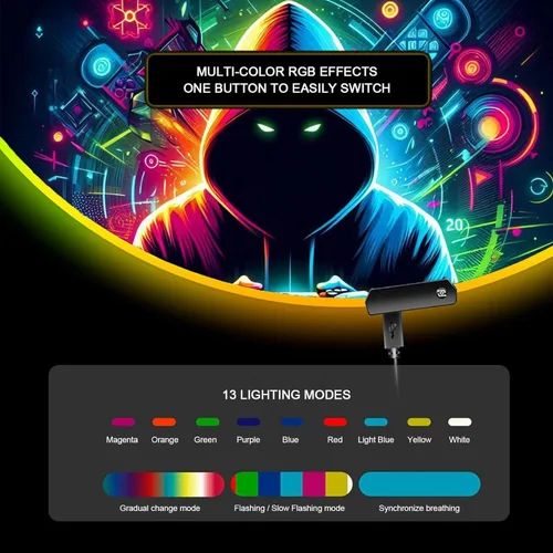 Miniatura 2 de Tapete circular para silla de juegos, luces RGB para juegos (gamer, 47 pulgadas), cancelación de ruido, antideslizante, tapete de suelo para Jugador