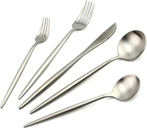 Miniatura 7 de Juego de cuchillos de mantequilla de acero inoxidable 18/10, cubiertos delgados para cocina, hotel, restaurante, boda, fiesta, acabado mate, apto