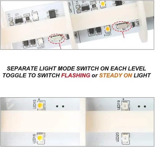 Miniatura 4 de Luz de señal para torre de señal, luz de advertencia industrial Andon con base giratoria, conmutable constante/intermitente, 110 V/220 V CA