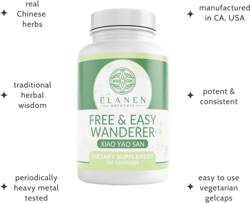 Miniatura 4 de Elanen Naturals Xiao Yao San, Free and Easy Wanderer, Xiao Yao Wan, Xiao Yao Pian, 100 cápsulas vegetarianas