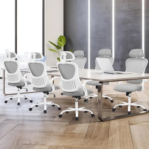 Miniatura 8 de Sweetcrispy Silla de Oficina para Hogar, Silla de Escritorio Ergonómica de Malla con Respaldo Alto, Sillas de Computadora Giratorias con Ruedas