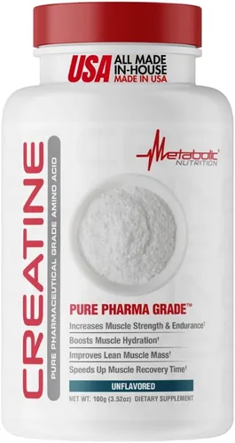 Metabolic Nutrition Polvo de monohidrato de creatina pura para crecimiento muscular, fuerza y recuperación, suplemento de fitness, 0.18 onzas por