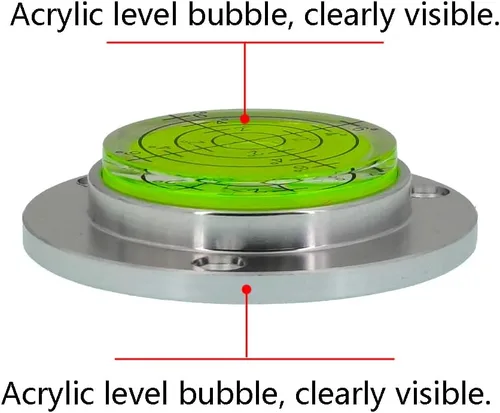 Miniatura 3 de Round Bull's Eye Bubble Level, Aluminum Alloy Flange with Mounting Holes, Green Acrylic Vial, 50mm (non-magnetic)