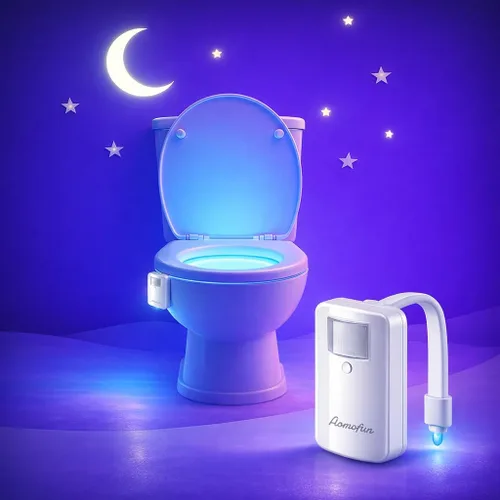 Luz de inodoro con sensor de movimiento para baño, luz nocturna LED de 16 colores activada por movimiento en el interior de la taza del inodoro,