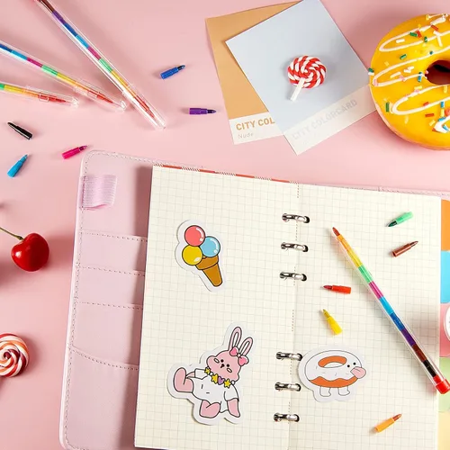 Miniatura 6 de Outus 30 lápices apilables de colores a granel, regalos de graduación, regalos de fin de año, recuerdos de fiesta de bricolaje, lápiz arcoíris