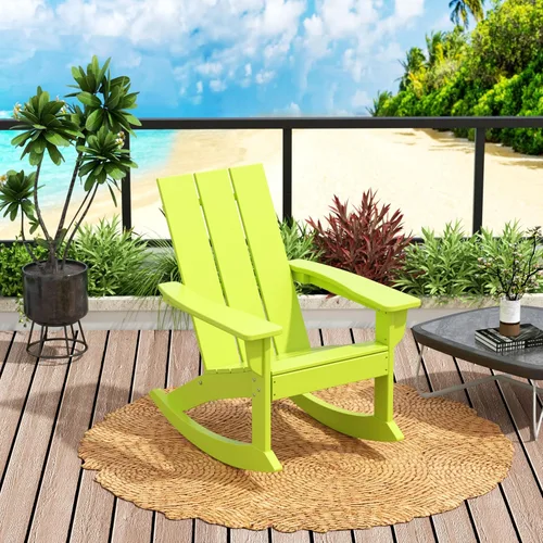 Miniatura 43 de WO Home Furniture Silla Mecedora de Patio al Aire Libre Tradicional HDPE Resistente a los Rayos UV (Negro)