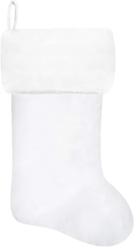 Miniatura 150 de Calcetines de Navidad bordados de 20 pulgadas con monograma, terciopelo negro con puño de felpa blanca supersuave, adornos clásicos para decoración