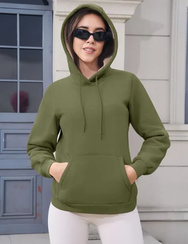 Miniatura 76 de MAGCOMSEN Sudaderas con capucha para mujer, con forro de sherpa, de vellón, para invierno, cálido, pesado, de algodón, con bolsillo