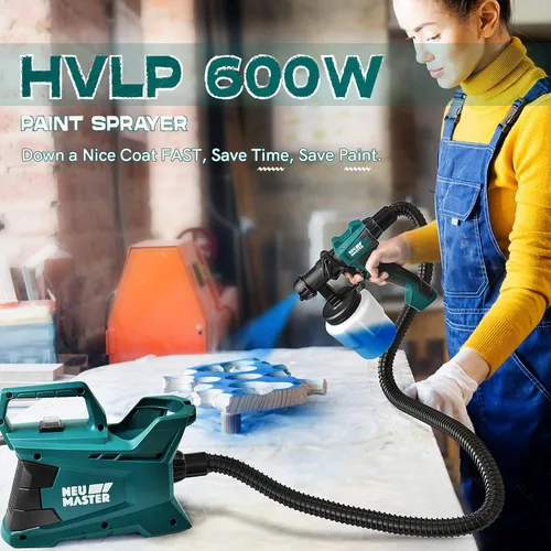 Miniatura 4 de NEU MASTER Pulverizador de pintura para pintura de casa, pistola eléctrica HVLP fácil de limpiar, manguera de aire de 6 pies/3 boquillas/3 patrones