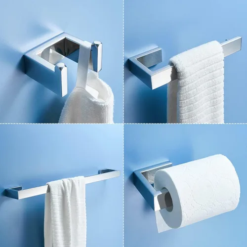 Miniatura 2 de Fapully Juego de accesorios de baño de 5 piezas de acero inoxidable montado en la pared, acabado cromado pulido Cromo pulido