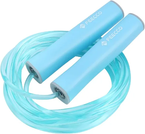 FEECCO - Cuerda de saltar para niños, cuerdas de saltar de color rosa y azul para niñas y niños de 3 a 12 años de edad, con cuerda de longitud Azul