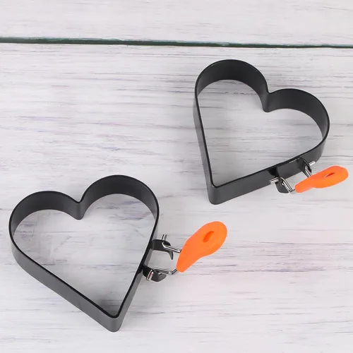 Miniatura 6 de Anillos de huevo profesionales, 3.5 pulgadas en forma de corazón, anillos de tortilla de acero inoxidable, antiadherentes, molde para panqueques