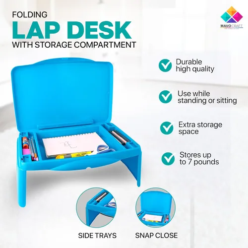 Miniatura 3 de MAVOCRAFT Bandeja Plegable para Niños con Almacenamiento - Escritorio Portátil de Regazo para Niños y Adultos - Escritorio de Regazo para Niños