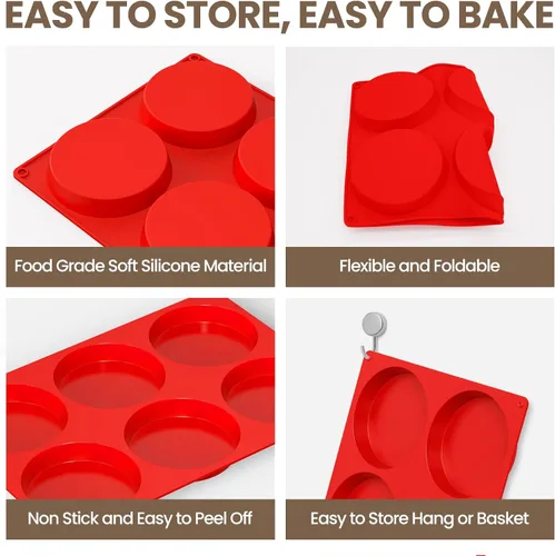 Miniatura 3 de Moldes de huevo de silicona Redfly para sándwiches de desayuno 3 piezas, moldes para huevos fritos de 4 pulgadas antiadherentes, moldes
