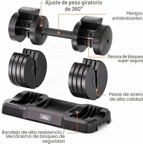 Miniatura 7 de FLYBIRD DB2 Adjustable Dumbbell Set, 55LB/110LB Option, 5-in-1 Quick Adjustable Weights with Storage Box and Non-Slip Handle, Weight Set for Home