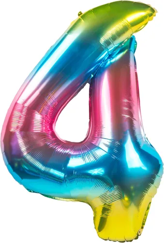 Miniatura 4 de Globos gigantes de 32 pulgadas para inflar con helio, para fiesta de cumpleaños, color degradado arcoíris (número 0 de gradiente arcoíris)