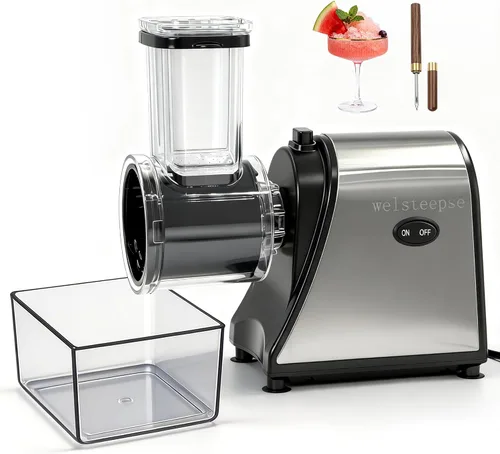 Máquina de cono de nieve y máquina de hielo afeitado, máquina de hielo triturado en diseño de metal de acero inoxidable con palillo y bandeja –