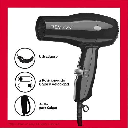 Miniatura 4 de Revlon Secador de pelo compacto Diseño ligero de 1875 W, perfecto para viajes, (negro)