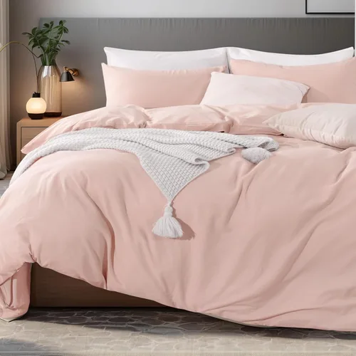 Miniatura 47 de NEXHOME PRO Funda de edredón de algodón para niños, tamaño twin, aspecto de lino, blanco, orgánico, natural, 100% algodón lavado, juego de ropa