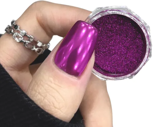 Miniatura 12 de Polvo de uñas cromado azul turquesa esmaltado efecto espejo metálico holográfico brillo polvo manicura arte pigmento accesorios para uñas de gel