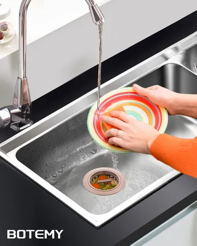 Miniatura 7 de BOTEMY B9171 Kit de drenaje de fregadero de cocina de cobre 3 1/2 colador para fregadero de cocina con colador de acero inoxidable, tapón de Cobre
