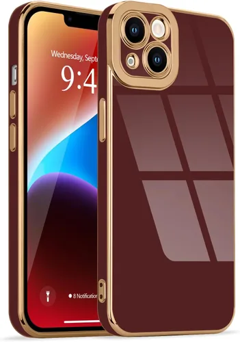 Miniatura 89 de Lafunda Diseñada para iPhone 13 Pro, fundas lujosas con chapado lindo para mujeres y niñas, elegante borde dorado, a prueba de golpes, TPU con funda
