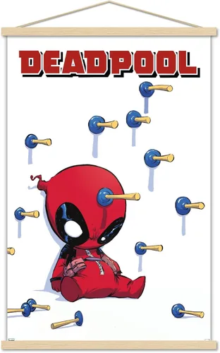 Miniatura 17 de Trends International Marvel Comics Deadpool - Póster de pared de dardos, 22.375 x 34 pulgadas, paquete de impresión premium y colgador negro