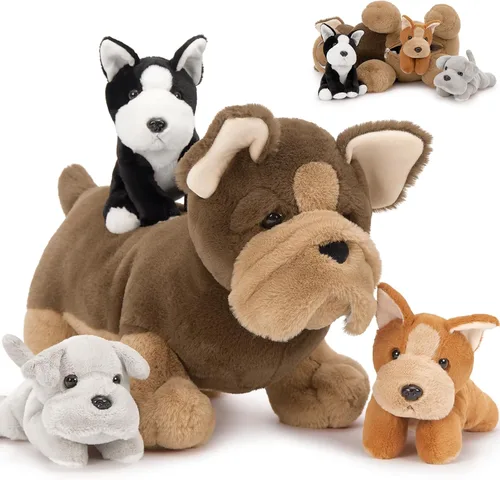 Miniatura 17 de MorisMos Pug Stuffed Animal with Babies Inside, 14" Mommy Stuffed Pug with 3 Baby Puppies, 4Pcs Interactive Soft Cuddly Dog for Kids, Dog Lovers