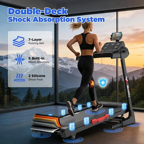 Miniatura 4 de 3.5HP Folding Treadmill Auto Incline, 300lbs, 8MPH, 17" Belt,64 Programs
