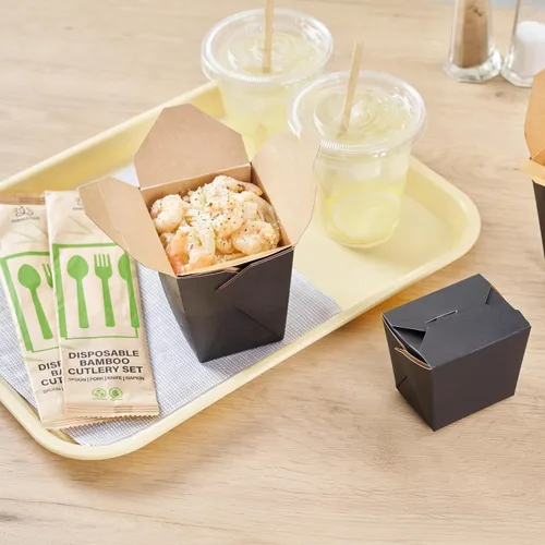 Miniatura 7 de Restaurantware Cajas chinas para llevar, paquete de 25 cajas de 8 onzas, resistentes a la grasa, contenedores de comida para llevar, desechables