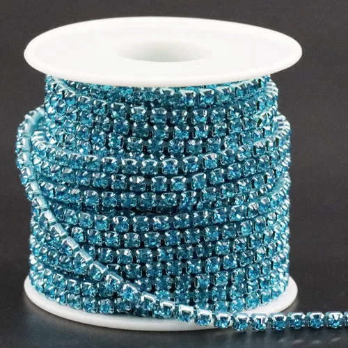 Miniatura 20 de Jerler Cadena de cierre SS6.5/0.079 in con diamantes de imitación de cristal de 10 yardas para manualidades de costura, ideal para bodas, fiestas