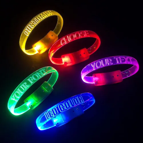 Miniatura 2 de Banda mágica personalizada pulsera personalizada brilla en la oscuridad Luz intermitente para conciertos Luces de funcionamiento