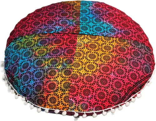 Miniatura 9 de CRAFT KALA Funda de cojín de 81,2 cm para meditación en el suelo, redonda, para asiento, estilo hippie, decorativa para adultos, bohemia