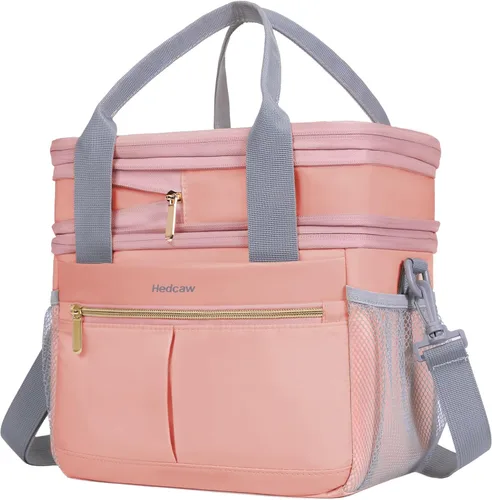 Lonchera para Mujeres de Doble Nivel Aislada Bolsa de Almuerzo para Mujeres Expandible a Prueba de Fugas Reutilizable Bolsa Refrigeradora de Champán