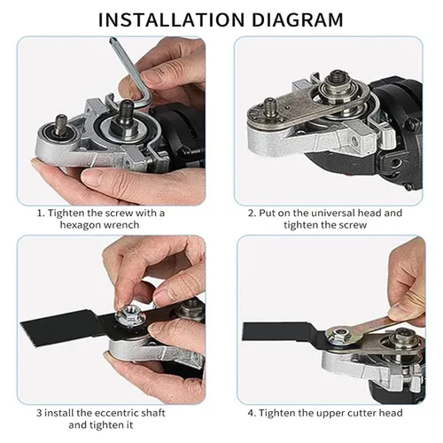 Miniatura 6 de Gonetre Convertidor de amoladora angular de acero de tungsteno – Kit adaptador de herramienta oscilante con cuchillas para roscas M10 – Accesorios