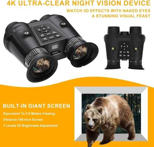 Miniatura 2 de Gafas de visión nocturna y prismáticos montados en la cabeza 3D VR para adultos, visión nocturna digital infrarroja recargable con correa
