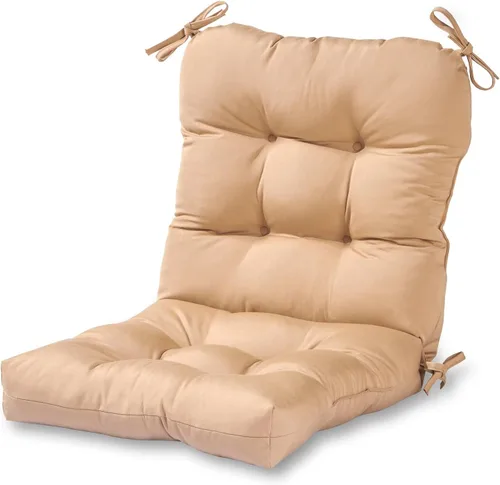 Miniatura 39 de Cojines para silla de exterior con bisagras, diseño de una sola pieza, cojín reversible para asiento y respaldo de patio con lazos, tela