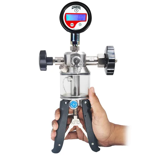 Miniatura 11 de Calibrador manual de presión y vacío (rango: -13 a 435 PSI) (solo bomba manual) para laboratorios de calibración, calibración de campo y calibración