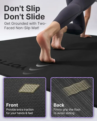 Miniatura 5 de YOTTOY Tapete de yoga grande (75 x 52 x 1/2 pulgadas), tapete de ejercicio TPE extra ancho, tapete de entrenamiento antideslizante para pilates