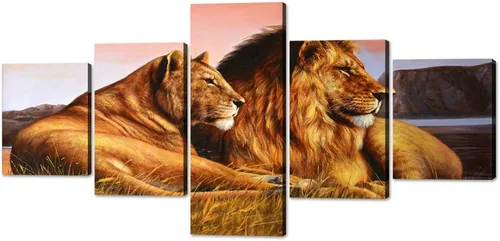 Miniatura 81 de 5 piezas de pintura sobre lienzo ardiente de fénix dibujado en estilo heráldico fuego fénix arte de pared vintage impresiones obras de arte arte