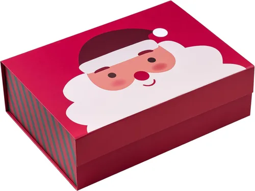 Miniatura 10 de WRAPAHOLIC 1 caja de regalo de Navidad con tapa, 13.3 x 9 x 4 pulgadas, caja de Navidad azul y blanca, diseño de letras, cajas de regalo plegables