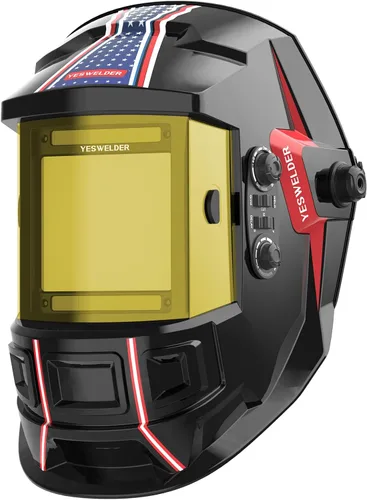 YESWELDER - Casco de soldadura con pantalla grande de visualización de 3.93"X3.66", color real, energía solar, oscurecimiento automático, con sombra