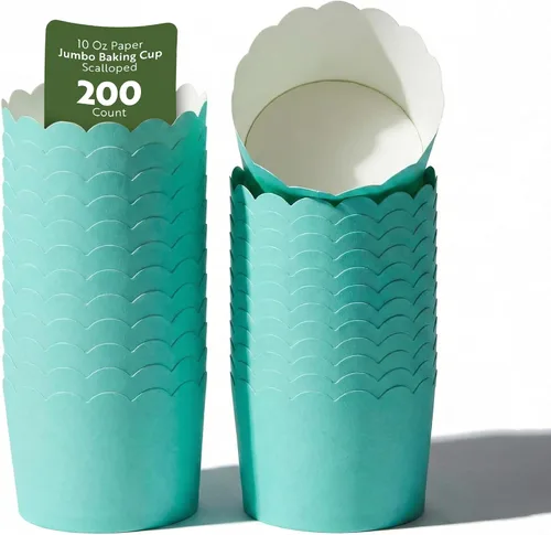Miniatura 30 de Restaurantware Paquete de 200 moldes de papel para cupcakes de 3.38 onzas, resistentes a la grasa, festoneados para horno, elegantes tazas
