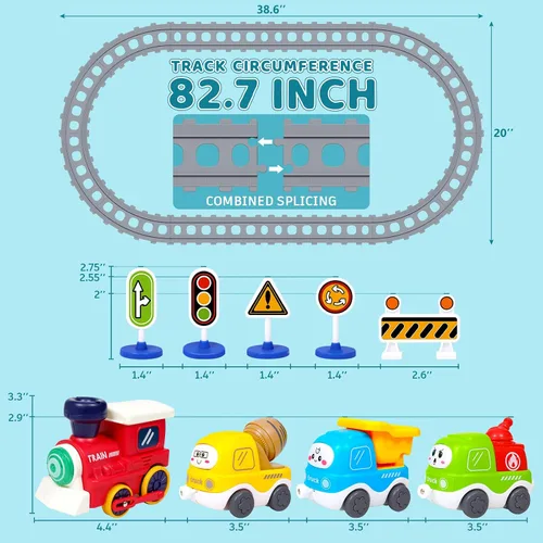 Miniatura 5 de Juego de Tren Eléctrico para Niños Pequeños de 3-5 4-8 con Pistas de Tren, Luces, Señal de Vapor, Música Realista, Sonido, Conexión Magnética