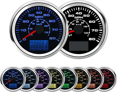 Miniatura 8 de Geloo Velocímetro GPS de 85 mm para embarcaciones, velocímetro de velocidad en MPH, impermeable, 0-80 MPH, 0-120 km/h, velocímetro marino, odómetro