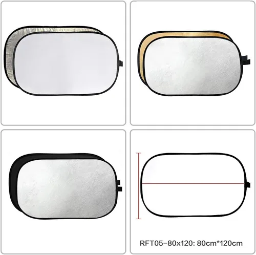 Miniatura 2 de GODOX Reflector de luz de disco portátil plegable 5 en 1 de 32 x 47 pulgadas con bolsa para estudio y fotografía, dorado, plateado, negro, blanco