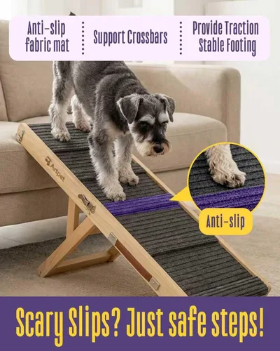 Miniatura 7 de Rampa para perros pequeños para sofá y cama, rampa de cuidado de articulaciones de perro salchicha, plegable, antideslizante, portátil, altura